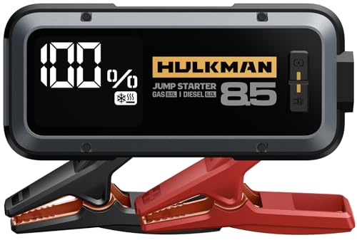 HULKMAN Alpha85S Arrancador de Coches 20000mAh 2000A Arrancador de Baterías de Coche (para 8,5L de Gasolina o 6,0L de Diésel) con Tecnología de Precalentamiento 3 Modos Linterna LED Impermeable