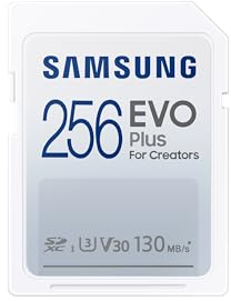 Samsung EVO Plus SD-Karte, 256 GB, SDXC UHS-I U3, Full HD, 130 MB/s Lesen, Speicherkarte für Spiegelreflexkameras und Systemkameras, MB-SC256K/EU