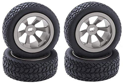 ZGJYSP 4Pcs RC Upgrade Teile Aluminium Reifen und Räder (Al.) für WLtoys 1/28 RC Car K969 K989 K999 P929 4WD Short Course Drift Off Road Rally,Grau