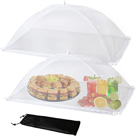 Wokuya Food Covers Food Tent for Outside Mesh to Keep Bugs away, 2 Extra Large Size (40” x 24”) Reusable Collapsible Food Nets including Carry Bag,Ideal for Picnic Party BBQ Wedding Fruit