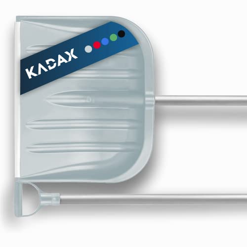 KADAX Schneeschaufel mit ergonomischem Griff, Blattbreite: 49 cm, Kunststoff-Blatt, Schneeschieber, Schneeschippe für kleine und große Schneemengen, Schneeräumer (Aluminium-Stiel, Silber)