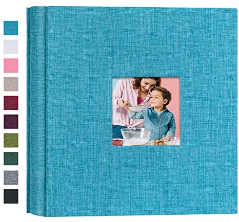 Mublalbum Small Photo Album 4x6 200 Photos Linen Cover Picture Book with Horizontal Pockets for Wedding Family Anniversary and Baby (Blue)