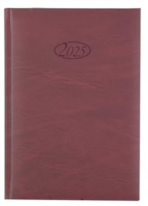 St.Schreibwaren Buchkalender 2025 / Chefkalender / Format: DIN A5 / 400 Seiten / Farbe: Bordeaux / Größe: 21 x 15 x 2.5 cm