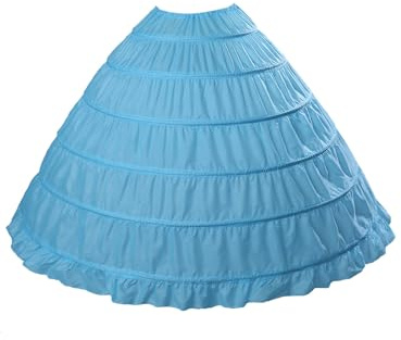 BEAUTELICATE Crinolina Sottogonna Donna Lunghe per Abiti da Sposa Matrimonio Gonne 6 Cerchi da Pavimento(Più Colori), Blu ghiaccio, Taglia unica