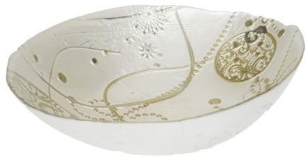 BRANDANI Ciotola Coppa Regalomagia 22cm Vetro Bianco Oro Tavola di Natale