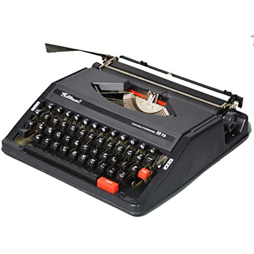 Tragbare Mechanische Retro-Schreibmaschine, Vintage Manuelle Schreibmaschine, Ideal für Briefe, kreatives Schreiben, Basteln, Freies Schreiben – inklusive Doppelspule, schwarz-rotes Band,Black