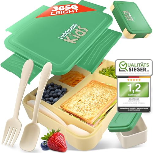LUNCHHERO Bento Lunch Box for Kids - Leak-Proof, Compartmentalized with Cutlery - BPA Free - Snack & Lunch Box for Boys & Girls