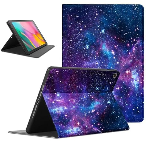 Foonary Hülle für Samsung Galaxy Tab A 2019 SM-T510/SM-T515 10,1, Ultra Dünn Tablet Schutzhülle mit Standfunktion PU Leder Stoßfeste TPU Case Cover für Tab A 2019 SM-T510/SM-T515, Blau Universum