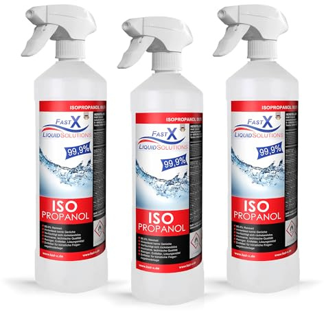 Isopropanol 99,9% Reiniger in Sprühflasche – 3x1 Liter | Hochprozentiger IPA Reinigungsalkohol für Haushalt & Elektronik | Made in Germany (Spray 3x1 Liter)