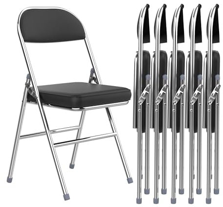 Utlenianie 6 Stück Klappstuhl Gartenstuhl Klappbar mit Polster Starker Metallrahmen PU Klappstühle Besucherstuhl Campingstuhl 175 kg Faltbarer Stuhl Bürostuhl für Küche & Konferenzraum, Gast, Camping