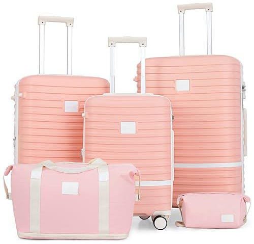 Joyway Kofferset 3 Stück Koffersets mit Spinner-Rad, erweiterbares Hartschalen-Reisegepäck mit TSA-Schloss (20/24/28, Pink)