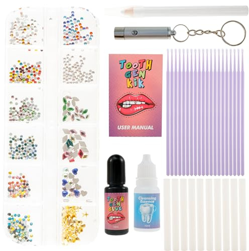Tooth Gems Kit for Teeth Include Dental Grade Adhesive Tooth Gems Kit Fashionable DIY Fashionable Tooth Artificial Reflective Professional Tooth Jewelry Gems Kit (B)