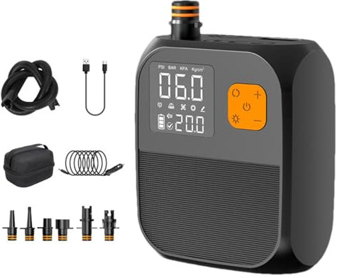 Bomba de Aire eléctrica,Bomba para Tabla de Remo - Bomba de Aire eléctrica de 25 PSI,Bomba Inflable inalámbrica para Coche, Bomba eléctrica, Bomba de Tabla de Paddle inflada para Acampar al