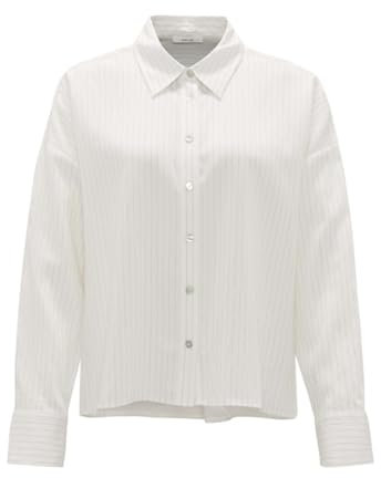 OPUS Damen Langarmbluse | Streifenbluse FREDI Boxy Fit aus Modal Mix White, 38