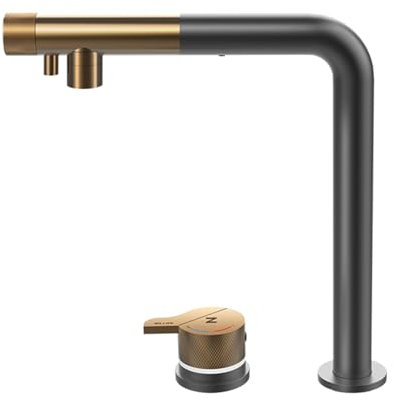 XJTNLB Robinet 3 Voies avec Douchette Cuisine Noir Mitigeur Cuisine Fenetre Osmoseur D'Eau Robinet Mitigeur 3 en 1 Robinets pour Camping-Car