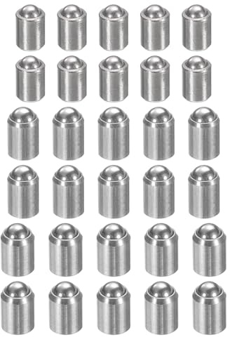 sourcing map 30 pistoni a molla con punta a sfera, 2 x 3 mm, 3 x 4 mm, 4 x 5 mm, in acciaio inox 304, senza gradini, per porte, armadi, dispositivi meccanici, mobili