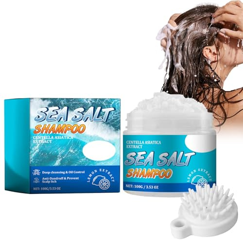 Sea Salt Shampoo, Scrub Shampoo Al Sale Marino, Scrub Purificante per Il Cuoio Capelluto, Naturale per Capelli Grassi, Pulizia Profonda, Idratazione E Controllo Dell'oleosità