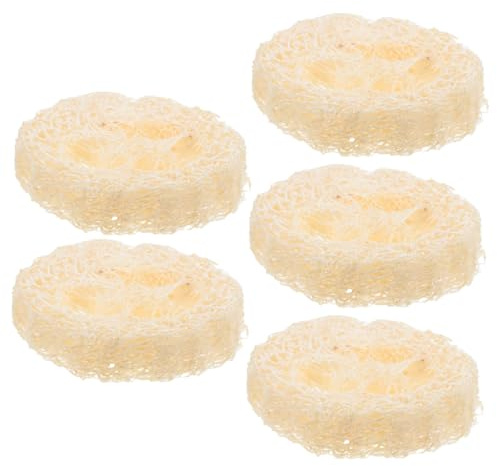 YOSADIER Esponja de Lufa Natural 5 Piezas Porta Jabón Beige Fácil de Secar y Previene Jabón se Caiga Adecuado para Baño y Fabricación