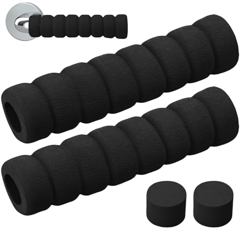 2 Stück Türklinkenpuffer,Türgriff-Schutz,Wandschutz Türklinke,Schaumstoff Griff-Abdeckungen,Türklinken Stopper Antistatische,Türklinkenpuffer Stopper Elastic ChutzhüLle Sicherheits Türgriffe (Schwarz)