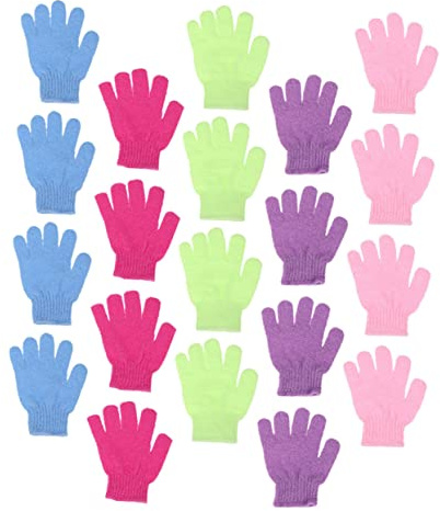 EPIGEIST Bath Gloves and Rich Foam Production with Five Fingers Nylon Exfoliating 24pcs for Skin Cleaning Body Scrubber Gloves Random Color for Shower and Personal Care