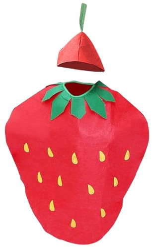 HoveeLuty Disfraz de fruta, disfraz creativo de comida de fresa con tocado, bonito de cosplay, divertido con marco de frutos rojos para adultos, actuación, fiesta, disfraces para niños.
