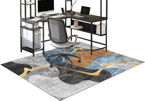 Bodenschutzmatte Gaming Bürostuhl Unterlage Stuhlmatten Schreibtischstuhl Rutschfest, Bürostuhlunterlage Gaming Teppich Bürostuhl Matte Schreibtischstuhl für Hartböden und Teppiche 130 x 160 cm