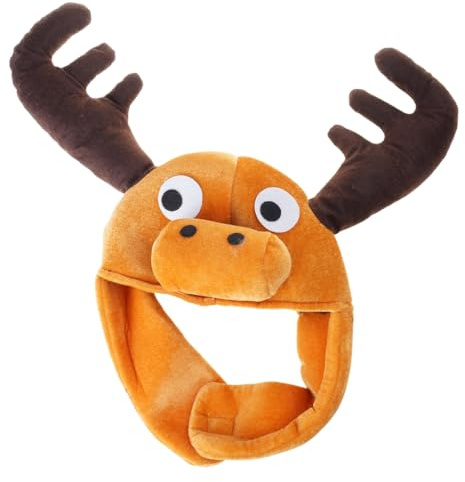 GMBYLBY Plüsch-Hut, Elch, Kopfbedeckung, für Erwachsene und Kinder, Winter-Accessoire, Karneval, Party