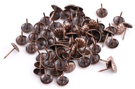 Klanata 100 Stück Vintage-Polsternägel, Möbelnägel, Stifte, Sortimentsset, antike Polsternägel, bronzefarbene Metallanhänger, dekorative Nieten für Sofa, Schuhe, Türen (Rot 11 * 16mm)