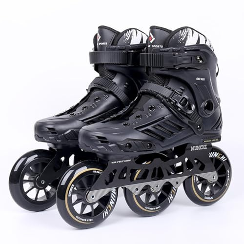 Pattini In Linea, Pattini A Rotelle Con 3 Ruote Da 110 Mm Per Unisex, Stivali Da Pattinaggio Da Corsa Professionali Ad Alte Prestazioni, Per Uomini Donne Adulti Adolescenti E Bambini(Size:45,Color:Bla