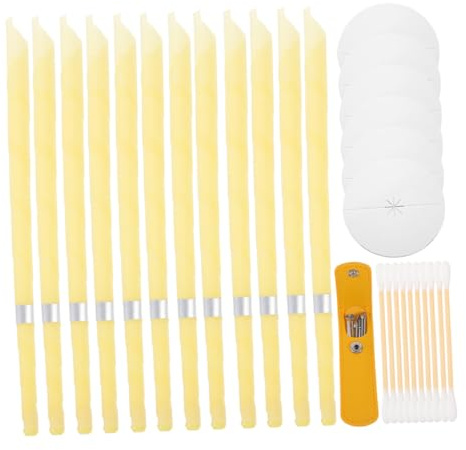 PACKOVE 2sätze Ohrenkerzen zur Ohrenschmalzentfernung mit Schutzplatten Naturinhaltsstoffe für Erwachsene Aromatherapie zur Ohrenreinigung