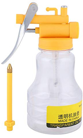 Adfaga Botella de aceite transparente, 350 g, plástico de alta resistencia, dispensador de aceite de motor, máquina, pulverizador de lubricante, lata con tubo duro para uso en tall