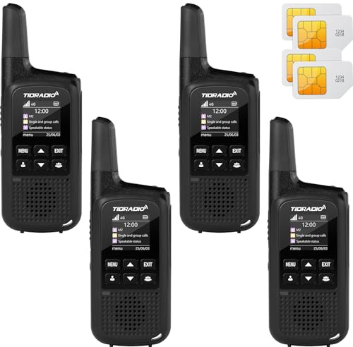 Global Rapid Walkie Talkies Unlimited Range 4G LTE PoC with SIM Cards, Long Distance Two Way Radios, APP Management, Nationwide PTT, for Family,Logistics,Truck Fleet,Construction site,Company, 4 Pack