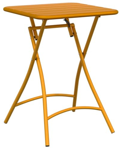 Nqyjm Esstisch für den Außenbereich, Bistrotisch, Senf 55 x 55 x 72,5 cm, pulverbeschichteter Stahl, für Garten, Strand, Balkon, Terrasse, Camping