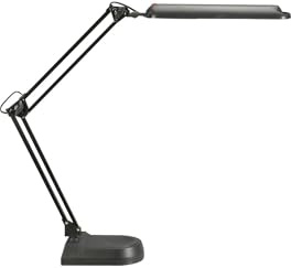 MAUL LED Schreibtischlampe MAULatlantic schwarz Standfuß schwenkbar | flexibler Doppelarm, fokussiertes Arbeiten, sicherer Stand, austauschbares Lichtmodul, Schalter am Kopf