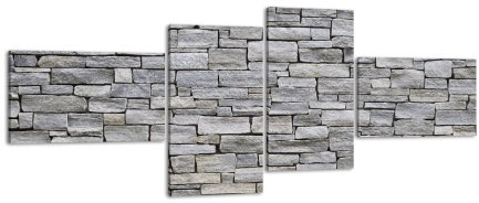 Leinwandbild Gorber Stein Grau LW257 Wandbild, Bild auf Leinwand, 4 Teile, 200x90cm, Kunstdruck Canvas, XXL Bilder, Keilrahmenbild, fertig aufgespannt, Bild, Holzrahmen, Wand, Stein, Fels,