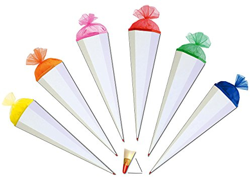 Schultüte - einfarbig - Rohling Uni - Weiß/Blau - 70 cm - mit Holzspitze/Filzabschluß - Schultüte - Roth - Bastelschultüte - zum Basteln, Bemalen und Bekl..