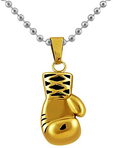 Hanessa Bijoux Gold Chaîne avec pendentif gant de boxe en acier inoxydable, idéal pour homme et amateur de boxe, sport de combat