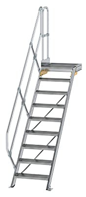 GÜNZBURGER STEIGTECHNIK Escalera de aluminio con plataforma de 45° 9 peldaños