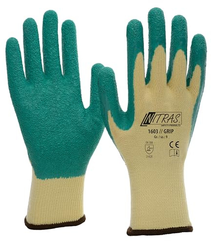 12 Paar Nitras GRIP Artikel 1603 Strick Handschuhe mit Latex Beschichtung