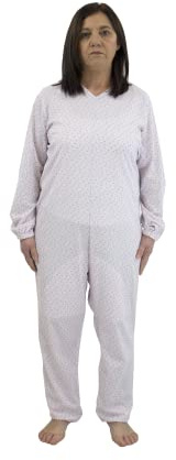 FERRUCCI COMFORT - Grenouillère Sanitaire à Manches Longues avec 3 Fermetures Éclair au Dos et à l’Intérieur des Jambes - Estivale, rose, M