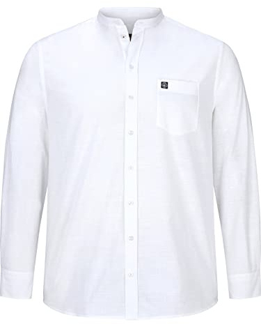Jan Vanderstorm herrskjorta kallu-skjorta med ståkrage| ren bomull | storlek L – 7XL, Vit, 6XL