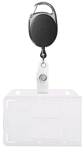 1 x Karteo Ausweishülle für zwei Karten mit Ausweisjojo Kartenhalter horizontal mattiert im EC-Kartenformat Jojo mit Karabinerhaken