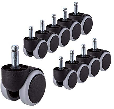 per 2 sedie Ruote in gomma Rotella per ufficio da 50 mm Ruota girevole di ricambio Ruote gemellate Set di apparecchi per mobili senza graffi (10)