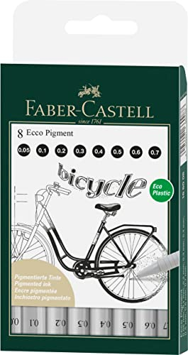 FABER-CASTELL 166008 - Fineliner Ecco Pigment, 8er Etui, schwarz
