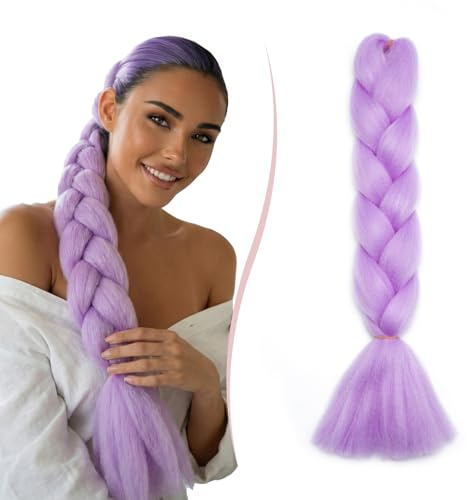 SEGO Capelli per Treccine Africane Extension Afro Trecce Lunghe 60cm Treccia Finta Braiding Hair Sintetici Ombre Crochet Fibre 100g - # Viola Lilla
