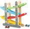 Jacootoys Pista Macchinine per Bambini Piccoli, Pista Auto Giocattolo Macchine Corsa, Pista da Corsa in Legno Giochi con 4 Mini Auto