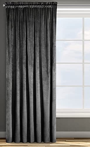 Eurofirany ROSA Vorhang Samt Velvet Kräuselband -1 STK. Weich Edel Gardine 200g/m² Elegant Glatt Einfarbig Flauschig Modern Klassisch Wohnzimmer Schlafzimmer, 140x270 cm, Schwarz