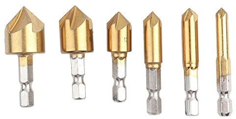 Aramox 6 Stück HSS Senker 90° 1/4 Zoll 6-19 mm für Holz Metall