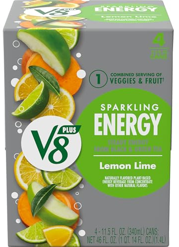 V8 +SPARKLING ENERGY - Bevanda energetica al limone e lime, realizzata con veri succhi di verdura e frutta, lattina da 326 g (confezione da 4)