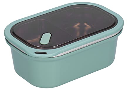 lyrlody Fiambrera Térmica de 1,2 L con 2 Compartimentos Y Cubiertos de Acero Inoxidable Fiambrera Bento Box de 2 Capas Hermética Portátil para Adultos Y Niños 20 X 14 X 8 Cm(Verdes)